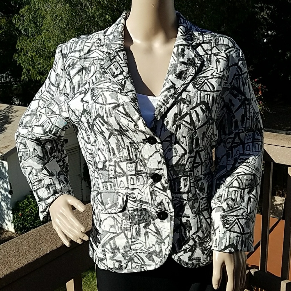 Chico's Black & White Jacket - Chico's Size 1